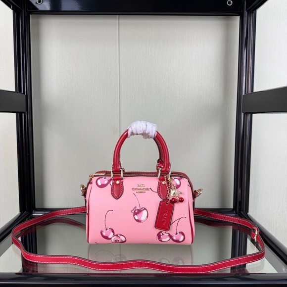 Coach Pink Cherry Print Tote Bag - Picture 1 of 9